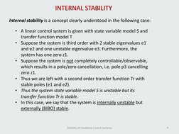 Stability of Feedback Control Systems
9
INTERNAL STABILITY
Internal stability is a concept clearly understood in the followin