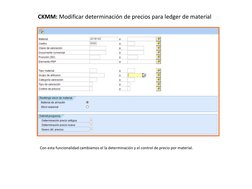 CKMM: Modificar determinación de precios para ledger de material 
Con esta funcionalidad cambiamos el la determinación y el c