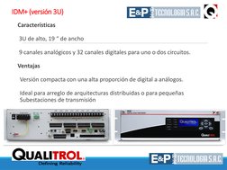 Defining Reliability
Back to Index
IDM+ (versión 3U)
Características
3U de alto, 19 “ de ancho
9 canales analógicos y 32 cana