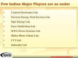 www.entrepreneurindia.co (http://www.entrepreneurindia.co/)Few
FewIndian IndianMajor MajorPlayers Playersare areas asunder un