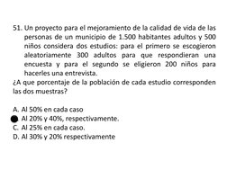 51. Un proyecto para el mejoramiento de la calidad de vida de las
personas de un municipio de 1.500 habitantes adultos y 500
