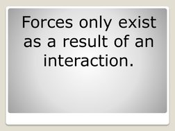Forces only exist 
as a result of an 
interaction.
