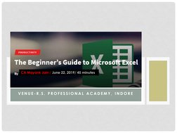 V E N U E - R . S .  P R O F E S S I O N A L  A C A D E M Y ,  I N D O R E
CA Mayank Jain / June 22, 2019/ 45 minutes
