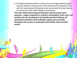 6. This Regional Memorandum is authored to encourage potential pupils! 
students athletes to become part of this Department's