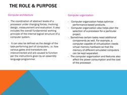 THE ROLE & PURPOSE
Computer organization
-
Computer organization helps optimize 
performance-based products. 
-
Computer orga