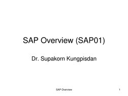 SAP Overview
1
SAP Overview (SAP01)
Dr. Supakorn Kungpisdan
