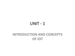 UNIT - 1
INTRODUCTION AND CONCEPTS 
OF IOT
