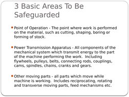 3 Basic Areas To Be 
Safeguarded
9
Point of Operation - The point where work is performed 
on the material, such as cutting,