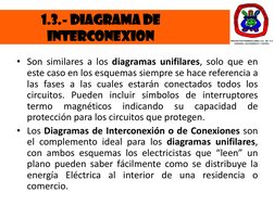 1.3.- DIAGRAMA DE 
INTERCONEXION
• Son similares a los diagramas unifilares, solo que en
este caso en los esquemas siempre se