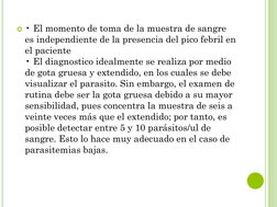 • El momento de toma de la muestra de sangre 
es independiente de la presencia del pico febril en 
el paciente
• El diagnost