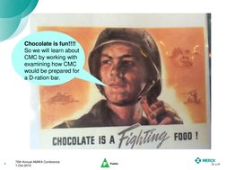 75th Annual AMWA Conference 
1-Oct-2015 
4
Chocolate is fun!!!!
So we will learn about
CMC by working with
examining how CMC