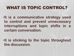 Understanding Topic Control in Communication | PDF | Career & Growth ...