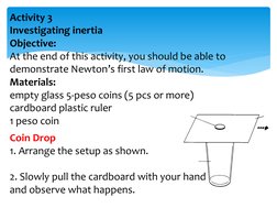 Investigating Inertia Coin Drop Experiment on Inertia | PDF