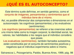 Este término suele definirse, en sentido genérico, como el 
conjunto de imágenes, pensamientos y sentimientos que el 
individ