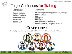 Call Us :- 011-40394315 | +91-9899907445                                            Mail us : info@craw.in  
Target Audiences