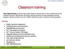 Tel:+011-40394315| 91-9650202445
Classroom training
Call Us :- 011-40394315 | +91-9899907445