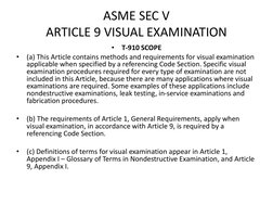 Translucent Visual Testing Asme ASME Sec V Article 9: Visual Examination | PDF | Lighting | Visual Acuity