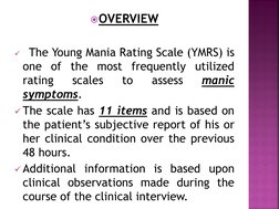 Mania Scale Young Mania Rating Scale Overview | PDF