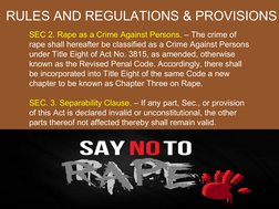 Anti Rape Act Anti-Rape Law of 1997 Overview | PDF | Rape | Human Sexuality