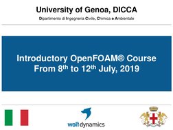 University of Genoa, DICCA
Dipartimento di Ingegneria Civile, Chimica e Ambientale
Introductory OpenFOAM® Course
From 8th to