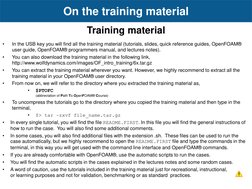 •
In the USB key you will find all the training material (tutorials, slides, quick reference guides, OpenFOAM®
user guide, O