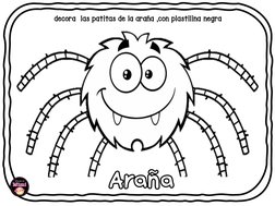 decora  las patitas de la araña ,con plastilina negra   Araña      

