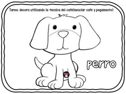 Tarea: decora utilizando la técnica del café(mezclar café y pegamento)   perro
