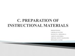 C. Preparation of Instructional Materials | PDF | Learning | Teachers