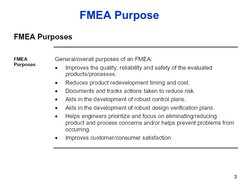  
 
3
FMEA Purpose
