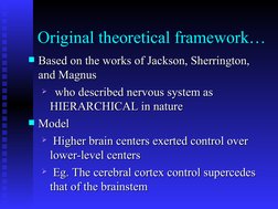 Original theoretical framework…
Based on the works of Jackson, Sherrington, 
Based on the works of Jackson, Sherrington, 
an