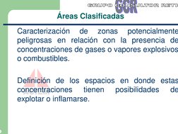 2
Áreas Clasificadas
Caracterización 
de 
zonas 
potencialmente
peligrosas en relación con la presencia de
concentraciones de