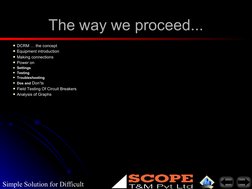 Simple Solution for Difficult 
The way we proceed...
The way we proceed...
DCRM … the concept
DCRM … the concept
Equipment