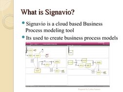 What is Signavio? 
What is Signavio? 
Signavio is a cloud based Business 
Process modeling tool
Its used to create business