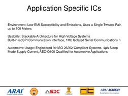 Application Specific ICs 
Environment: Low EMI Susceptibility and Emissions, Uses a Single Twisted Pair, 
up to 100 Meters