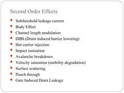 Second Order Effects in MOSFETs | PDF | Field Effect Transistor | Mosfet