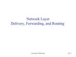 Computer Networks
22-1
 
Network Layer
Delivery, Forwarding, and Routing 
