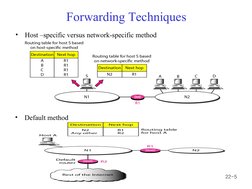 Computer Networks
22-5
Forwarding Techniques
•
Host –specific versus network-specific method
•
Default method
