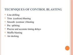 Controlled Blasting Techniques Overview | PDF | Drilling | Mining
