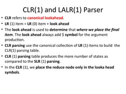 CLR(1) vs LALR(1) Parser Comparison | PDF | Parsing | Implementation