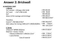 Brickwork Cost Analysis per m² | PDF | Mortar (Masonry) | Brick
