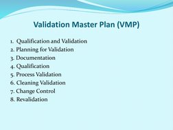 Validation Master Plan Overview | PDF | Verification And Validation ...