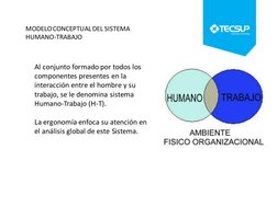 Al conjunto formado por todos los 
componentes presentes en la 
interacción entre el hombre y su 
trabajo, se le denomina sis