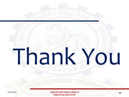 02/11/2021
Lakireddy Bali Reddy College of 
Engineering, Mylavaram
10
Thank You
