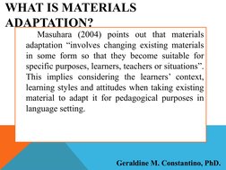 Materials Adaptation in Language Teaching | PDF | Vocabulary | Learning
