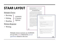 STAAR LAYOUT
Multiple Choice
• Revising
• Editing
• Reading
Written Response
• Writing
1 What transition would be the most ap
