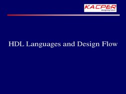 HDL Languages and Design Flow
