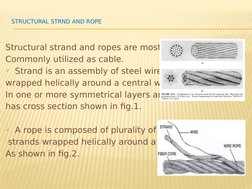STRUCTURAL STRND AND ROPE
                    
Structural strand and ropes are most 
Commonly utilized as cable.
Strand is a