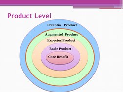Product Level 
Basic Product 
Expected Product 
Augmented  Product 
Potential   Product 
Core Benefit 
