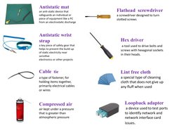 Antistatic mat 
an anti-static device that 
safeguards an individual or 
piece of equipment like a PC 
from an electrostatic