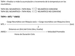 TKPH = Predice o mide la acumulación o incremento de la temperatura en los 
neumáticos .
TKPH DEL NEUMÁTICO > TKPH REAL